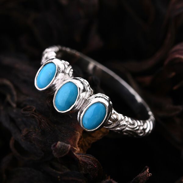 Royal Bali - Sleeping Beauty Türkis Ring, 925 Silber, (Größe 21.00), ca. 1.37 ct image number 1