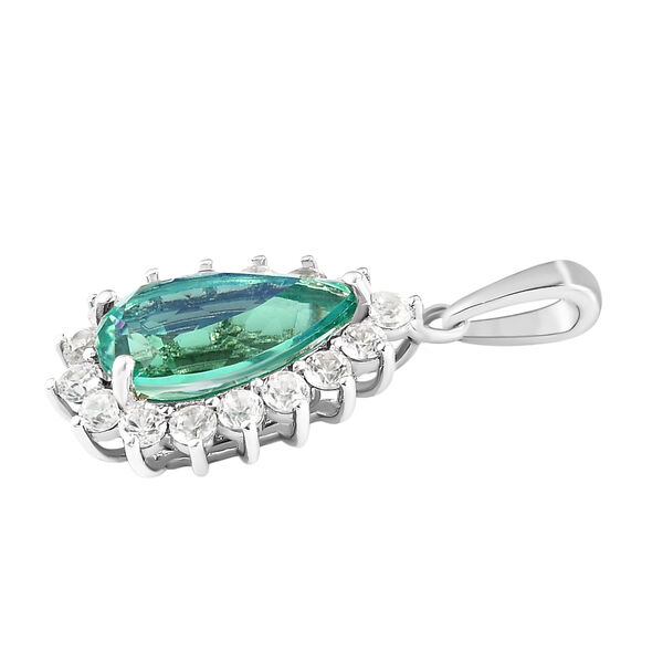 Pfau Triplett Quarz und Zirkon-Halo-Anh&auml;nger in Silber, 5,22 ct. image number 4