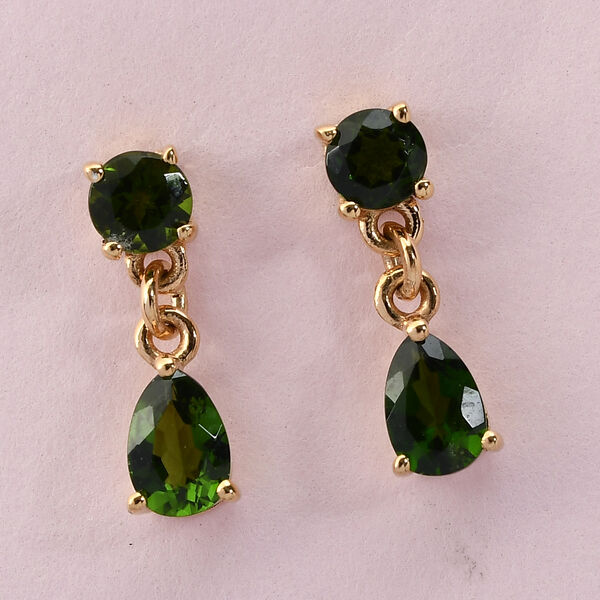 Nat&uuml;rlicher Chromdiopsid Ohrh&auml;nger 925 Silber vergoldet ca. 1,49 ct&nbsp; image number 2