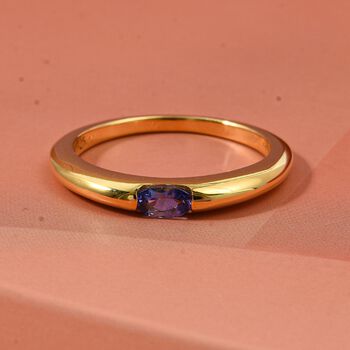 D'Joy AA Tansanit Ring 925 Silber 750 Gelb Vergoldet (Gr&ouml;&szlig;e 18.00) ca. 0,23 ct