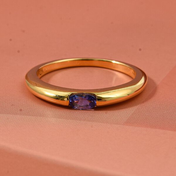 D'Joy AA Tansanit Ring 925 Silber 750 Gelb Vergoldet (Gr&ouml;&szlig;e 18.00) ca. 0,23 ct image number 1