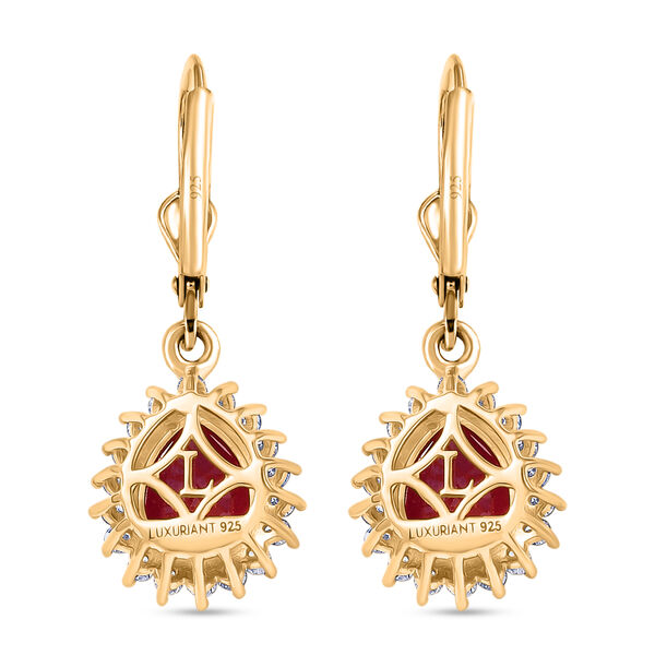 LUXURIANT - AA Niassa Rubin, Lab Grown Diamant Ohrringe 925 Silber 750 Gelbgold Vermeil ca. 5,98 ct. image number 4