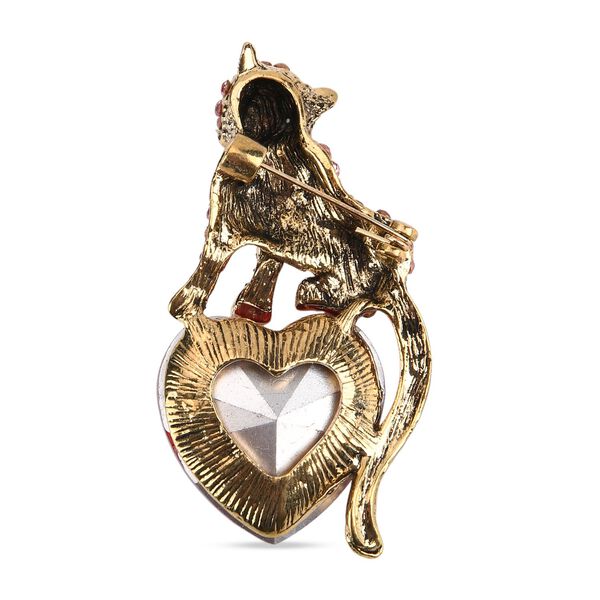 Mehrfarbiger Kristall Panther Brosche Antikes Gold image number 4