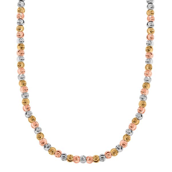 Diamantschliff Kugel-Halskette, Ros&egrave;farben ca. 45 cm + 5 cm Extender, ca. 27,10g image number 3