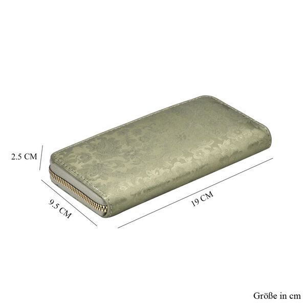 Brieftasche mit Renaissance-Prägung und RFID-Schutz, 20x10x3 cm, Grün image number 7