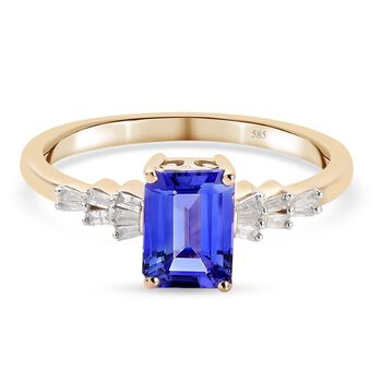 AAA Tansanit und Diamant I2-I3 GH Ring 585 Gelbgold (Gr&ouml;&szlig;e 17.00) ca. 1,00 ct