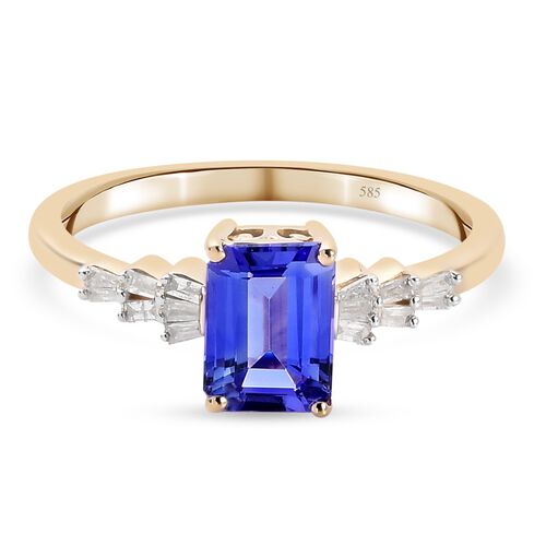 AAA Tansanit und Diamant Ring 585 Gelbgold image number 0