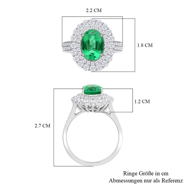 Chairman's Vault Collection - zertifiziert und gepr&uuml;ft RHAPSODY AAAA &Auml;thiopischer Smaragd und VS Diamant Ring in 950 Platin - 3,75 ct. image number 6