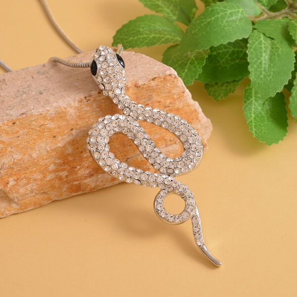 Schwarzer und wei&szlig;er Kristall-Anh&auml;nger mit Kette - 54 ct. image number 2