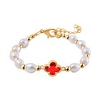 Glas, Weiße Süßwasser Perle Armband BR-Stretch Standard gelb vergoldet