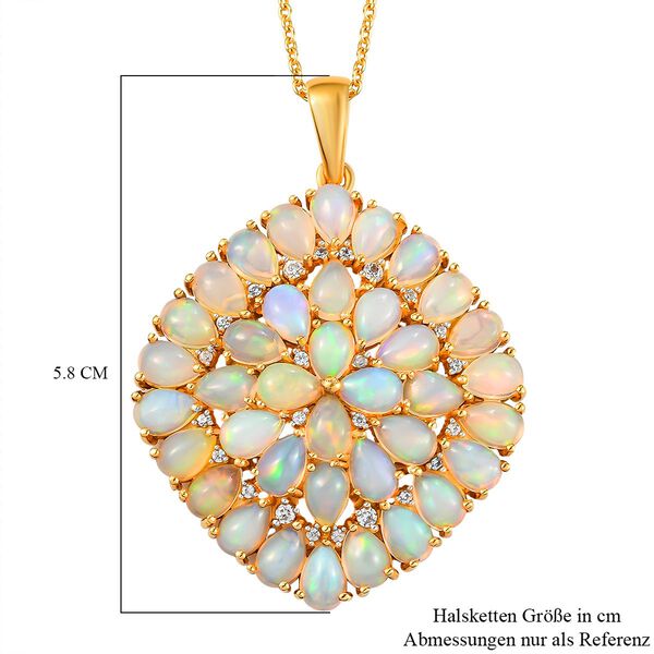 nat&uuml;rliche &auml;thopischer Welo-Opal und Zirkon Cluster Anh&auml;nger mit Kette in Silber 9,01 Ct image number 7