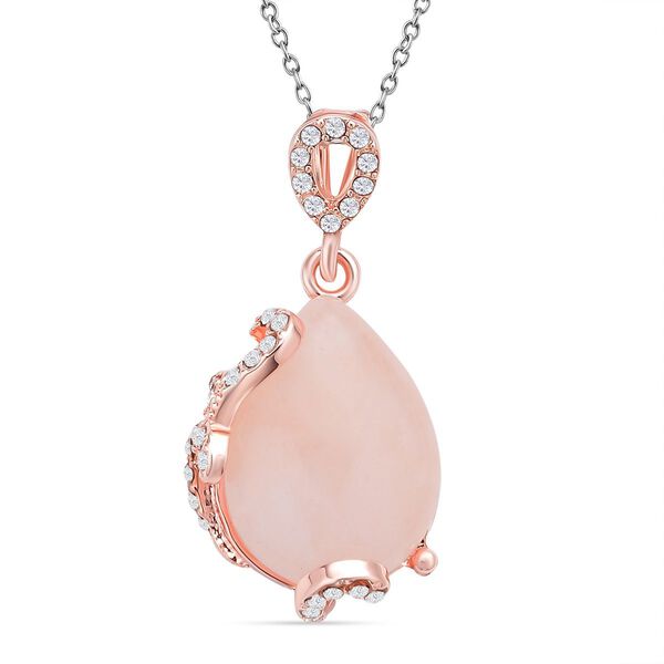 2er-Set Rosenquarz-Ohrringe und Anh&auml;nger mit Kette, ca. 14,00 ct image number 3