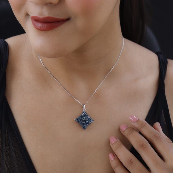 Blauer Diamant Anh&auml;nger mit 50cm Kette - 1 ct. image number 2