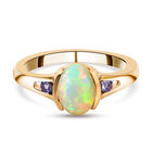 Natürlicher, äthiopischer Opal und Tansanit-Ring, 925 Silber vergoldet  ca. 1,05 ct image number 0