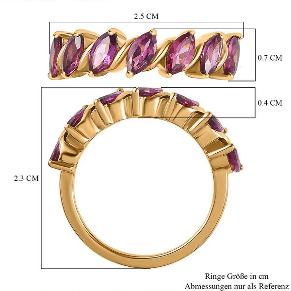Rhodolith Granat Ring 925 Silber Gelbgold Vermeil (Größe 18.00) ca. 2,14 ct image number 7
