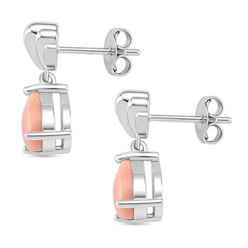 D'Joy Nat&uuml;rlicher Rosa K&ouml;nigsmuschel Perle (8x6 mm) Ohrringe 925 Silber rhodiniert