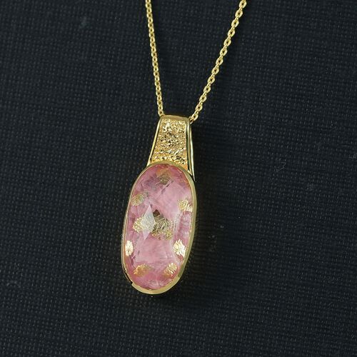 D joy Blattgold-Quarz Anhänger mit Kette, 925 Silber 750 Gelbgold Vermeil ca. 10.75 ct image number 1
