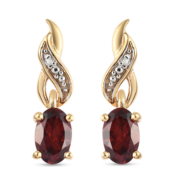 Roter Granat und Diamant Ohrh&auml;nger 925 Silber vergoldet ca. 1,11 ct&nbsp;