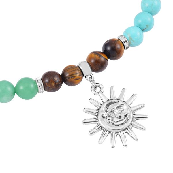 2er Set - Sonnensymbol Anh&auml;nger Set mit Mehrfarbigen und Tigerauge Edelsteinperlen Chakra Halskette und Armband image number 4