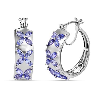 Tansanit Ohrringe 925 Silber platiniert ca. 2.11 ct