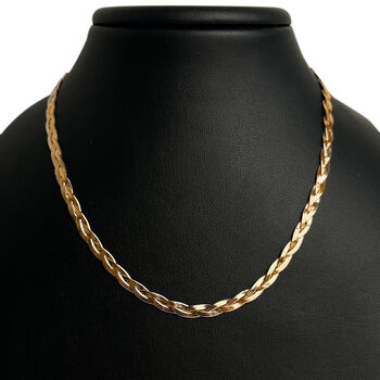 Sparkling italienische, geflochtene Halskette, 925 Silber vergoldet