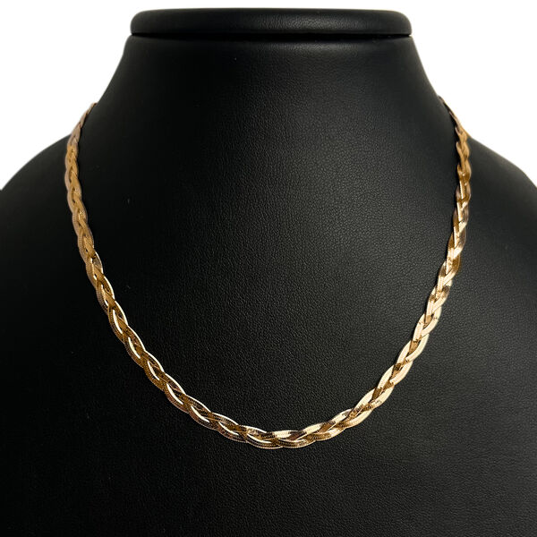 Sparkling italienische, geflochtene Halskette, 925 Silber vergoldet image number 1