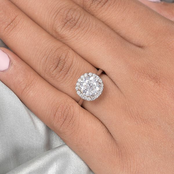 LUSTRO STELLA Hergestellt mit ZIRKONIA Halo Ring 925 Silber Platin-Überzug (Größe 16.00) ca. 3,71 ct image number 3