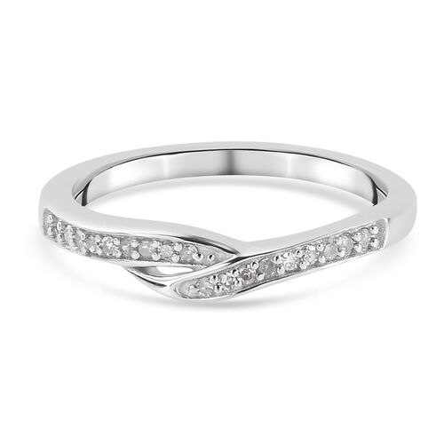 Diamant Bypass Ring 925 Silber Platin-Überzug image number 0