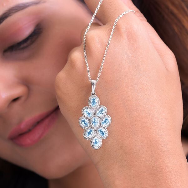 Himmelblauer Topas Anh&auml;nger, Edelstahl ca. 4.51 ct image number 3