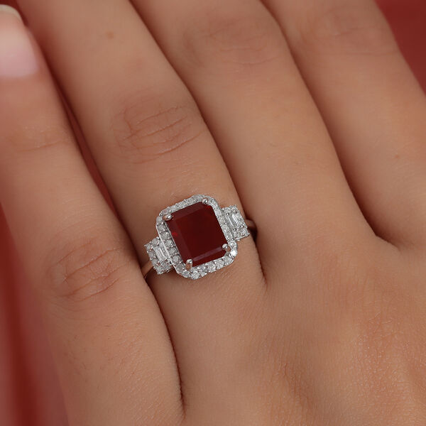 Mexikanischer Kirschfeuer-Opal und Diamant-Ring - 1,89 ct. image number 3