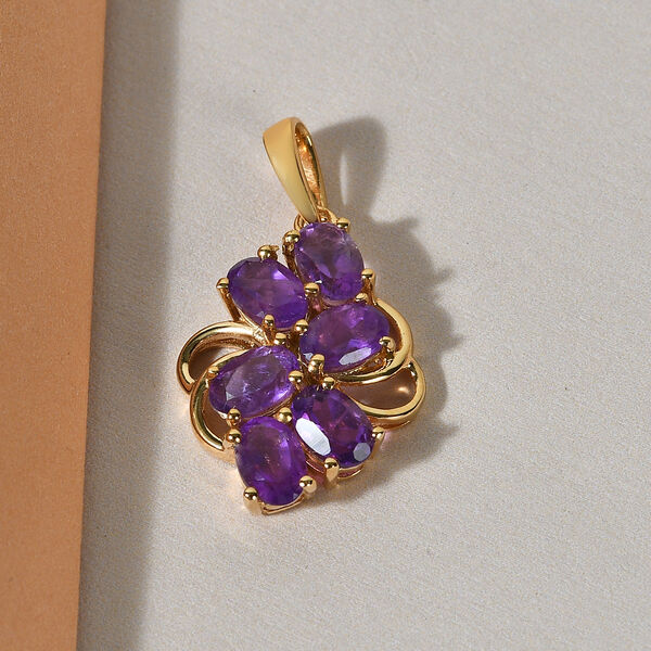 Afrikanischer Amethyst Anh&auml;nger 925 Silber Gelbgold Vergoldet ca. 2,89 ct image number 2