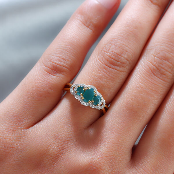 Grandidierit und Zirkon-Ring, 925 Silber vergoldet  ca. 1,09 ct image number 3