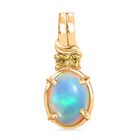 D'Joy AA Natürlicher, äthiopischer Welo Opal, Gelber Saphir Anhänger 925 Silber vergoldet ca. 1.30 ct