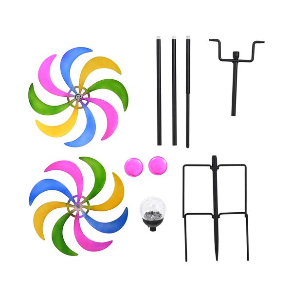 Solar Gartenleuchte Windrad, Eisen, 140 cm, Mehrfarbig image number 6