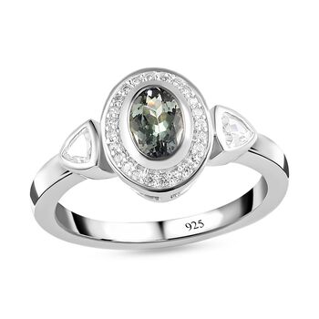 Gr&uuml;ner Tansanit und Zirkon-Ring - 1,09 ct.