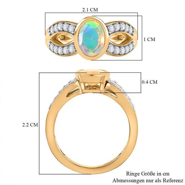 AA natürlicher, äthiopischer Welo Opal und Zirkon-Ring - 1,16 ct. image number 7