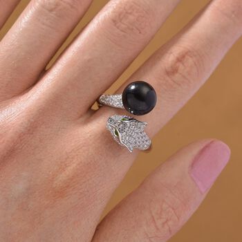 D'Joy Shungit, nat&uuml;rlicher Chromdiopsid und Zirkon Ring - 6,96 ct.