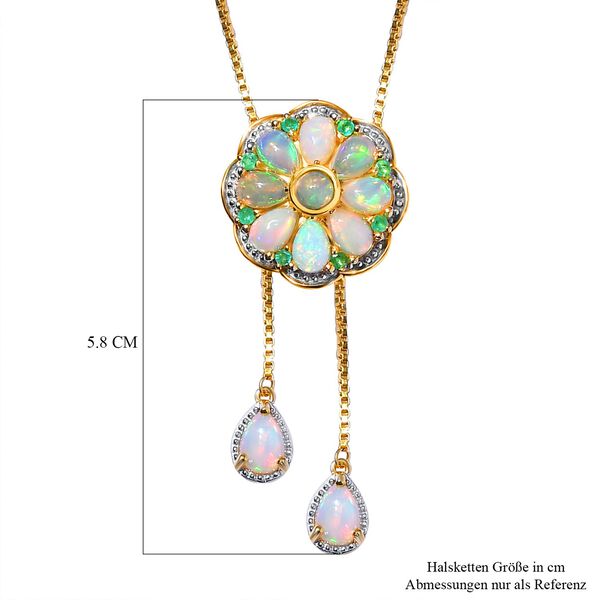 GP Italian Garden Kollektion - &auml;thiopische Welo Opal, Smaragd und Kanchanaburi blaue Saphir-Halskette, 45 cm image number 7