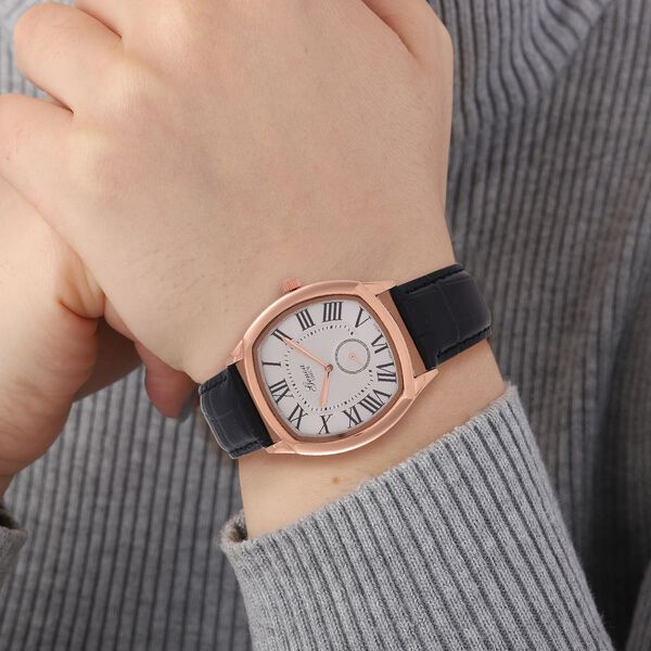 GENOA Limitierte Auflage Miyota Japanese Movement Uhr mit Echtlederarmband - Schwarz image number 3