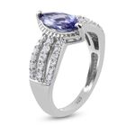 Tansanit und Zirkon Ring 925 Silber Platin-Überzug image number 3