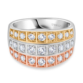 D’joy Moissanit Ring 925 Silber YG und RG und PE (Größe 18.00) ca. 1,04 ct