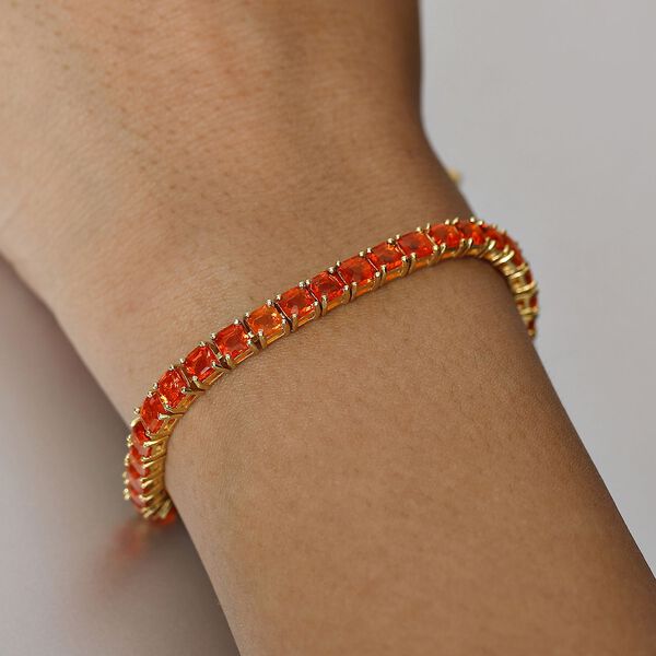 AAA Mexikanischer Purpurroter Feuer Opal Armband ca. 19 cm 925 Silber 750 Gelbgold Vermeil ca. 9.20 ct image number 2