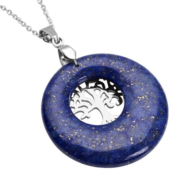 Lapislazuli-Anh&auml;nger mit Kette, Edelstahl ca. 40,00 ct image number 5