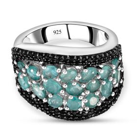 Grandidierit und schwarzer Spinell-Ring, 925 Silber platiniert  ca. 3,54 ct
