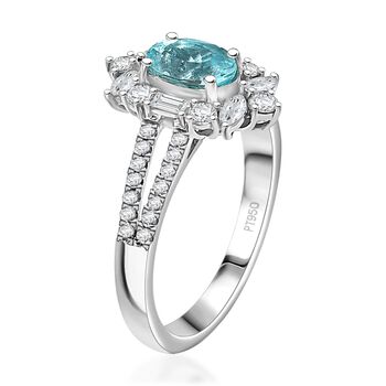 RHAPSODY zertifiziert und gepr&uuml;ft AAAA Paraiba Turmalin und VS-EF Diamant Ring in 950 Platin - 2,64 ct.