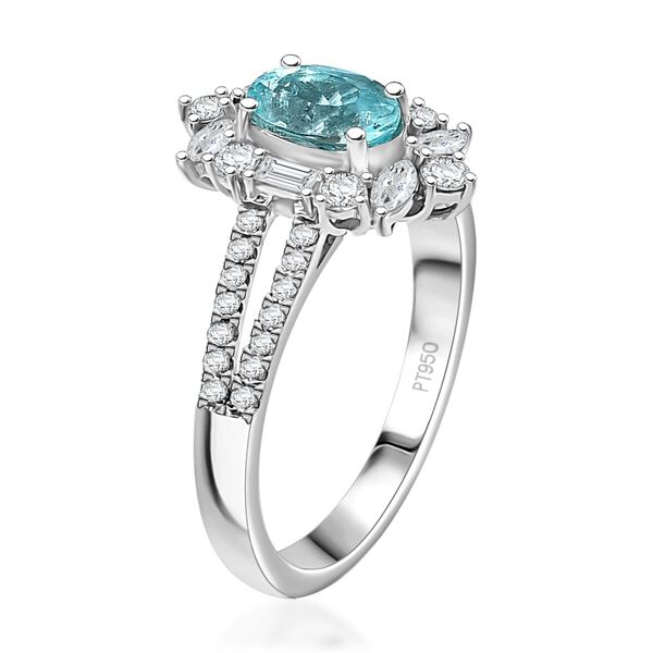 RHAPSODY zertifiziert und geprüft AAAA Paraiba Turmalin und VS-EF Diamant Ring in 950 Platin - 2,64 ct. image number 3