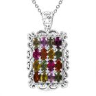 Mehrfarbig-Turmalin, Weißer Zirkon Schmuckset 925 Silber rhodiniert ca. 3.92 ct