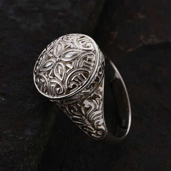 Royal Bali Kollektion - floraler, gravierter Ring image number 1