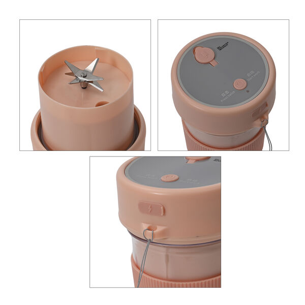 Tragbarer Entsafter mit Strohhalm und Deckel, 17,4x8,8 cm, 350ml , Rosa image number 5