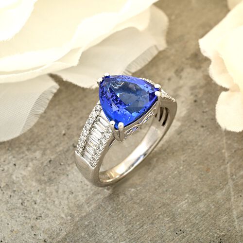 RHAPSODY zertifiziert und geprüft AAAA Tansanit und VS-EF Diamant Ring in 950 Platin - 5,3 ct. image number 1